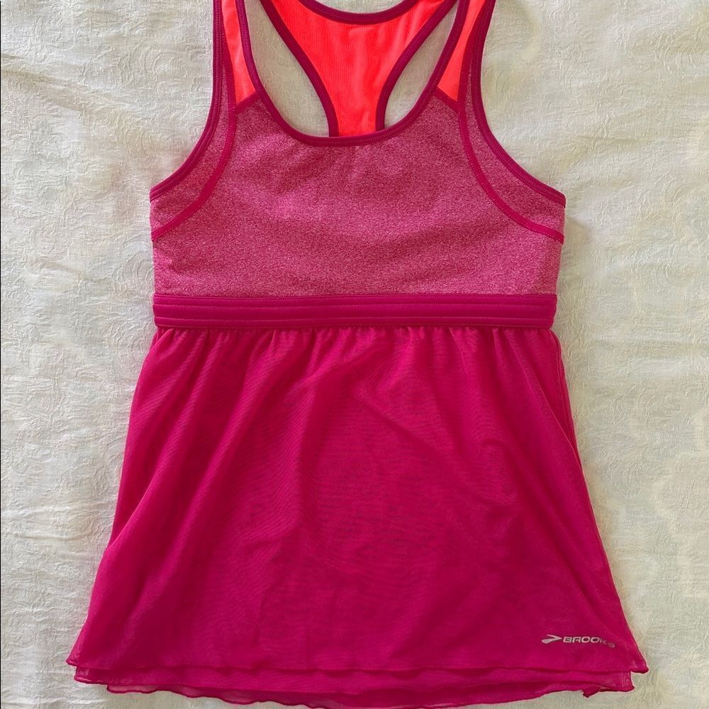 Brooks Running Tank Neon Pink Orange Fancy Size S/P